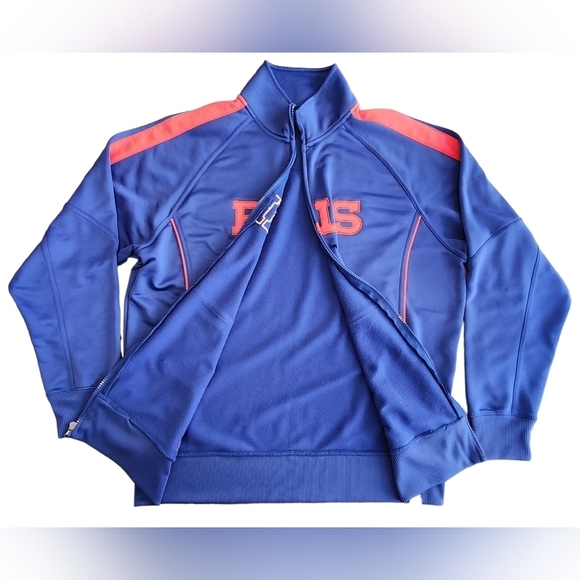 Vintage Buffalo Bills Warmup Jacket Blue And Red NFL Team Apparel Men's Size Lg - Picture 3 of 11